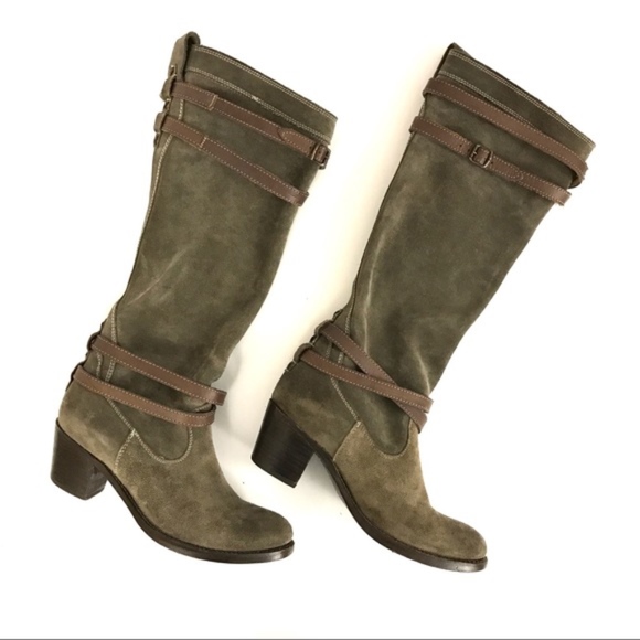 Frye Shoes - Frye Jane Strappy suede tall taupe boots